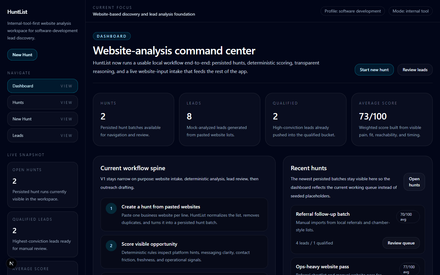 HuntList: Internal Lead Research Tool